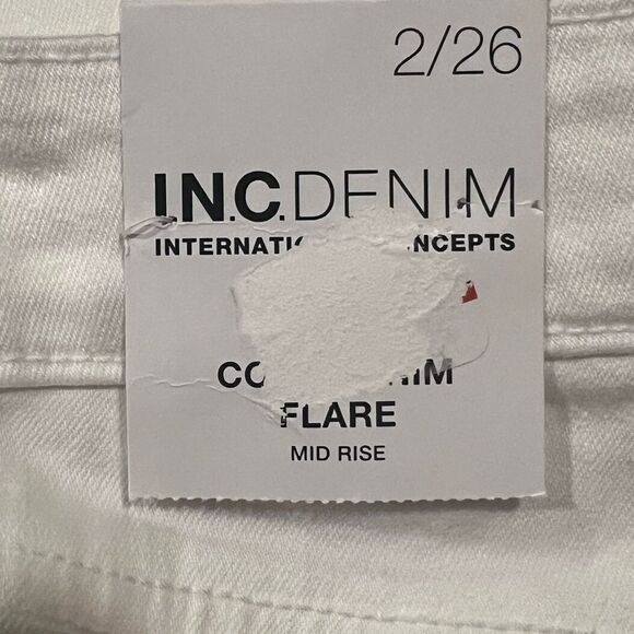INC Women's Mid-Rise Ripped Kick Flare Jeans Washed White Size 2/26 NWT - Picture 8 of 8